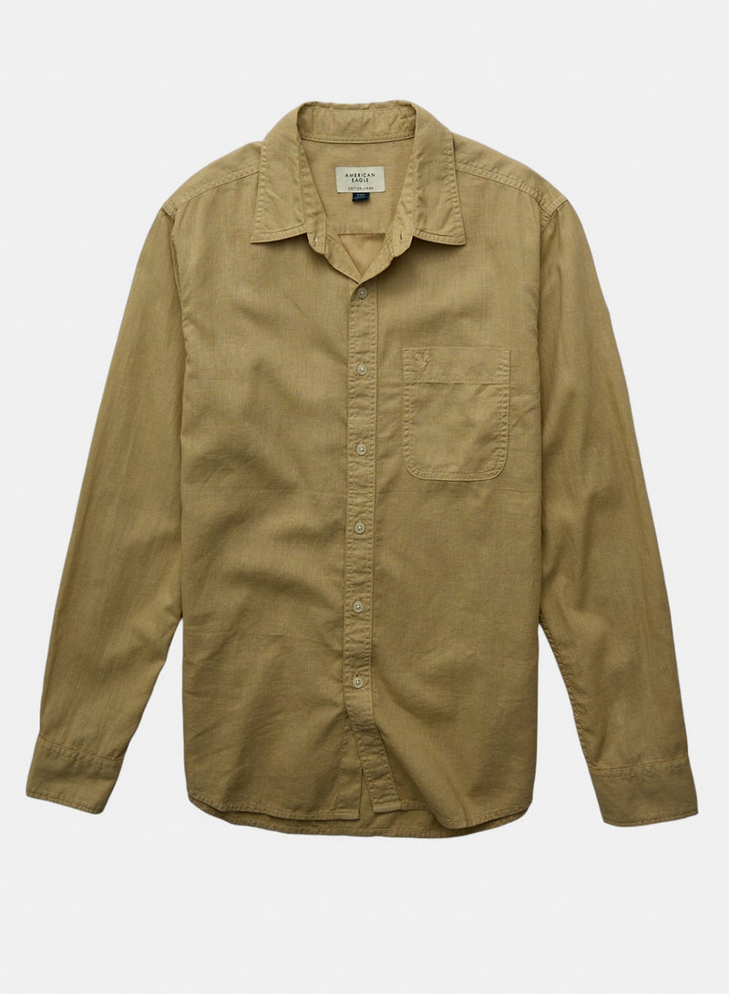 American Eagle AE Everyday Button-Up Linen Shirt - Image 3