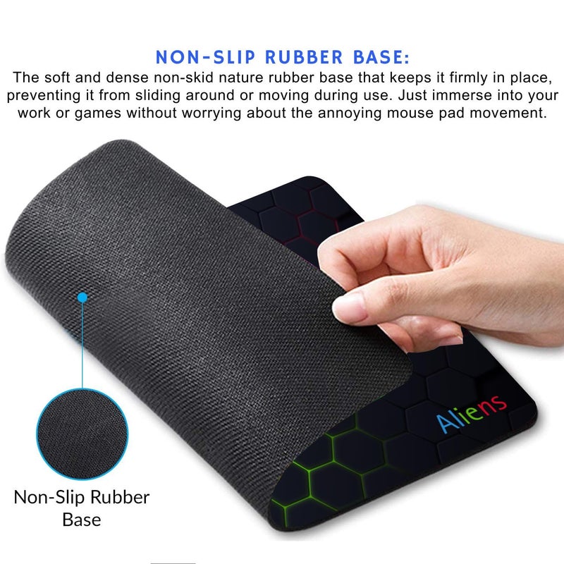 Aliens Mouse Pad for Computer, Laptop, Smooth Premium Cloth Surface, Non-Slip Rubber Base, Speed and Precision Operation Compatible with Laser and Optical Mouse, Gaming, Office, Home 230x190mm (3D-05) - Image 2