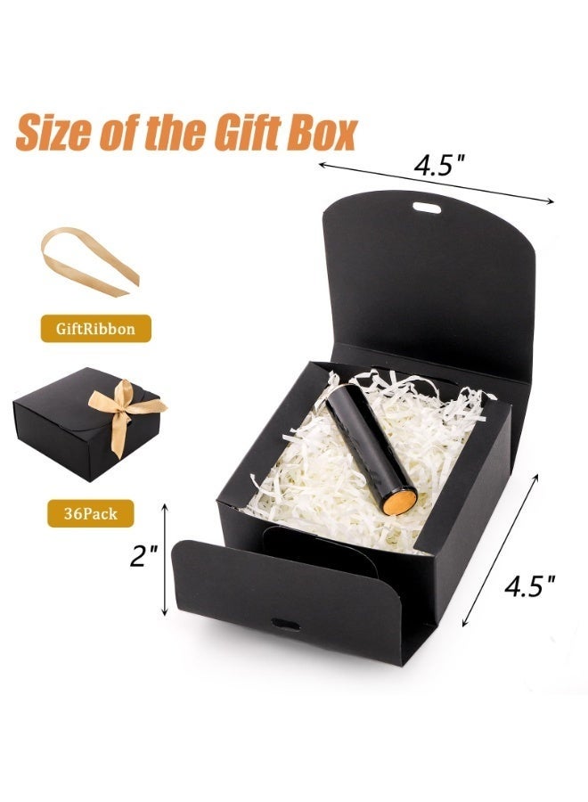 Arabest 16 Pack Small Black Gift Boxes with Lids, 4.5" x4.5"x2" Square Cardboard Gift Boxes with Champagne Wrap Ribbons, Proposal Box Gift Wrap Boxes for Presents Birthday Wedding Party Chocolate Candy - Image 2