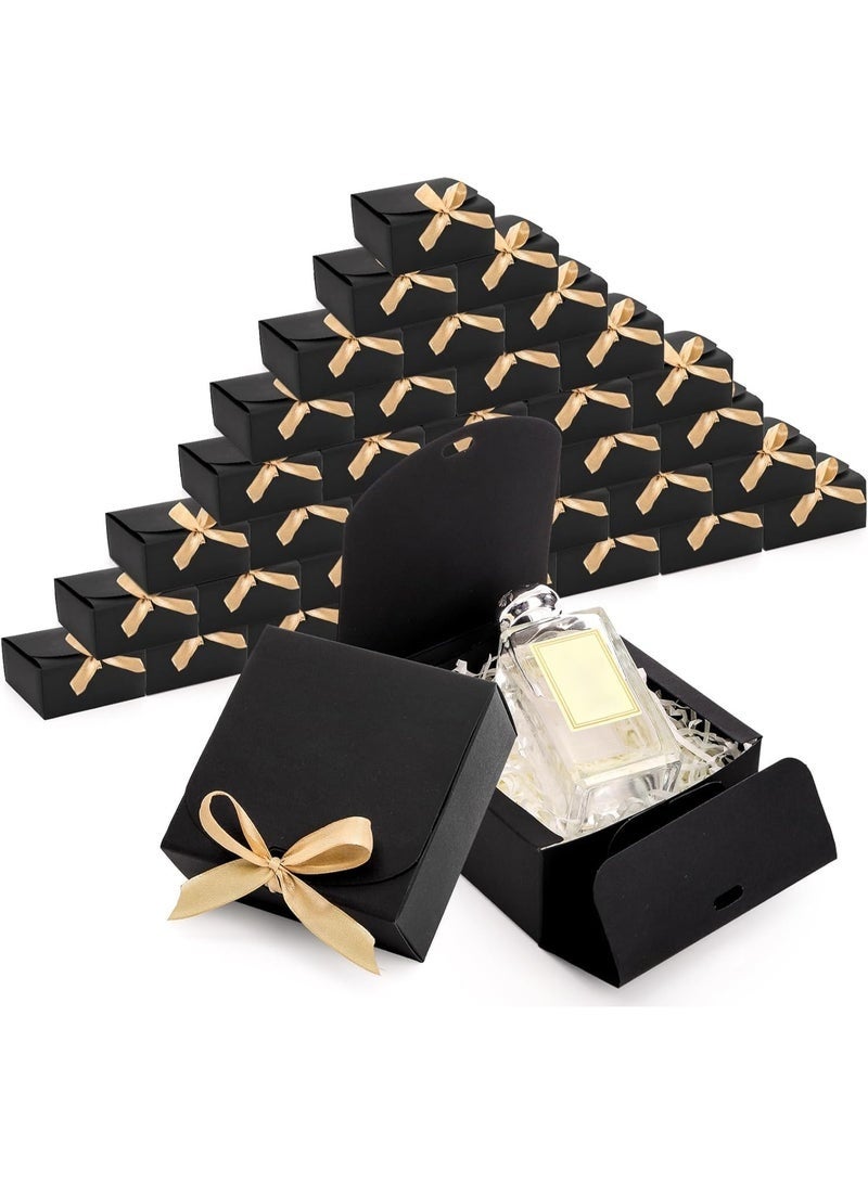 Arabest 16 Pack Small Black Gift Boxes with Lids, 4.5" x4.5"x2" Square Cardboard Gift Boxes with Champagne Wrap Ribbons, Proposal Box Gift Wrap Boxes for Presents Birthday Wedding Party Chocolate Candy - Image 1
