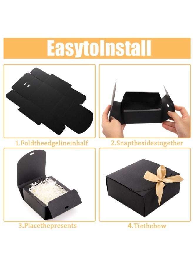 Arabest 16 Pack Small Black Gift Boxes with Lids, 4.5" x4.5"x2" Square Cardboard Gift Boxes with Champagne Wrap Ribbons, Proposal Box Gift Wrap Boxes for Presents Birthday Wedding Party Chocolate Candy - Image 4