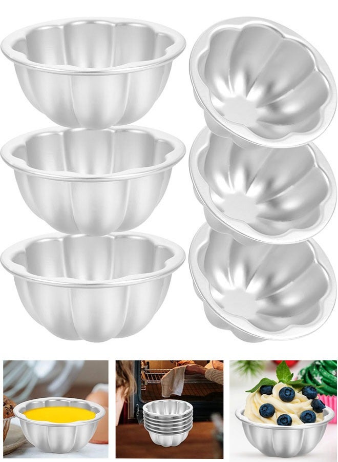 Egg Tart Molds, 6pcs Aluminum Alloy Pudding Jelly Molds Flower Shaped Alloy Pudding Cups for Kitchen Cooking - Image 1
