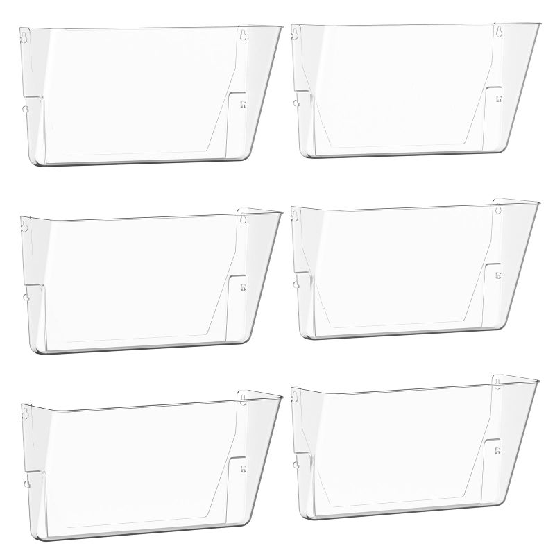 Gawerk Clear Acrylic Single Pocket, Plastic Hanging Wall Mount File Holder for Office Home (Clear, 6 Pack) - Image 1