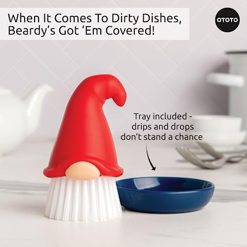 OTOTO New! Beardy Gnome Dish Brush by Ototo - Dish Scrub Brush, Gnomes, Quirky Gifts, Dish Brush, Cute Kitchen Accessories, Funny Kitchen Gadgets, Vegetable Brush, Cute and Useful Gifts for Women - Image 5
