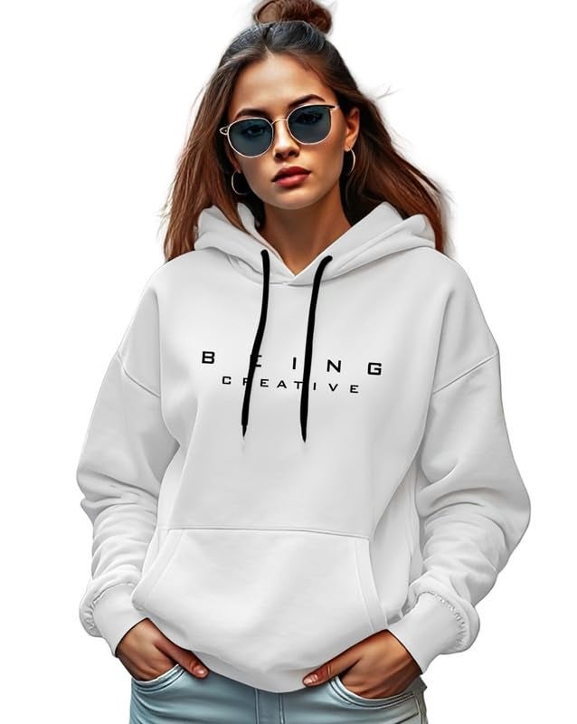AUSK Hoodies for Women || Fleece Sweatshirt for Girls || Loose fit Hoodie Women White - Image 1