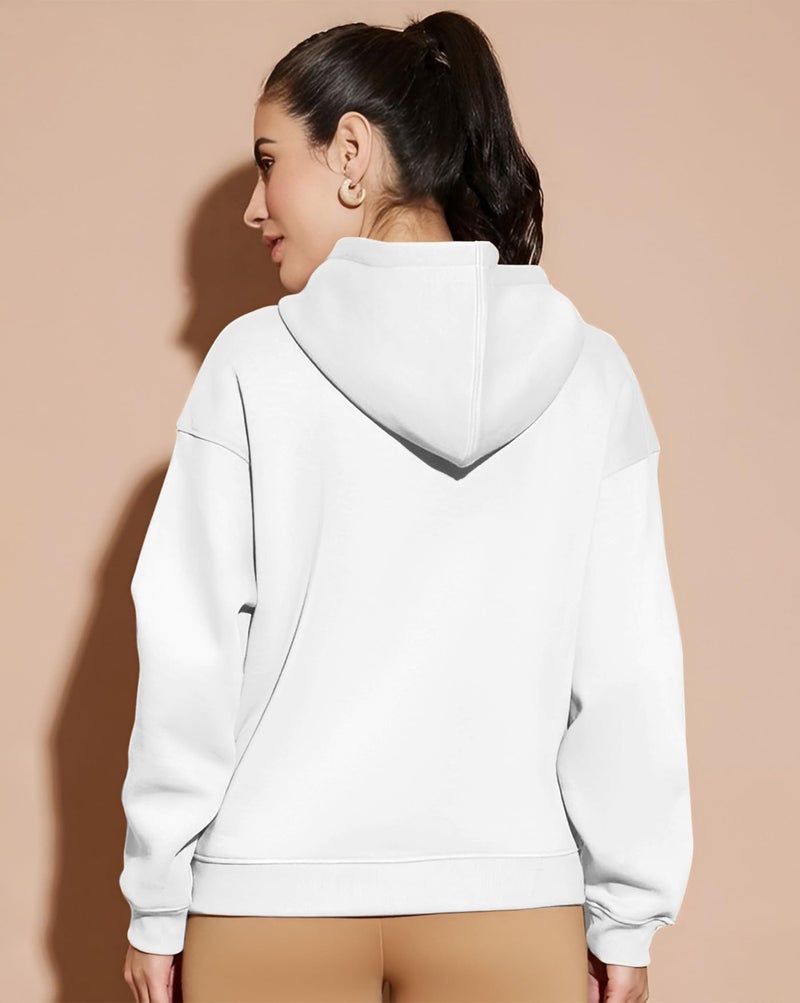 AUSK Hoodies for Women || Fleece Sweatshirt for Girls || Loose fit Hoodie Women White - Image 3