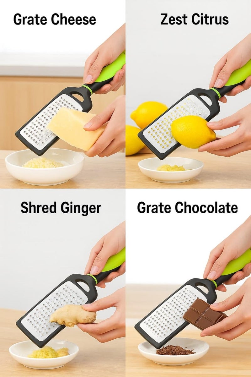 MOBDESK [ Combo Set ] Space-saving Nesting Scoop | Multi-function Cheese Grater | Sharp Rotary Pizza Cutter | Dishwasher Safe Cooking Tools | Shredding Cold Butter, Slicing Pizza, Scooping Sugar, Rice - Image 3