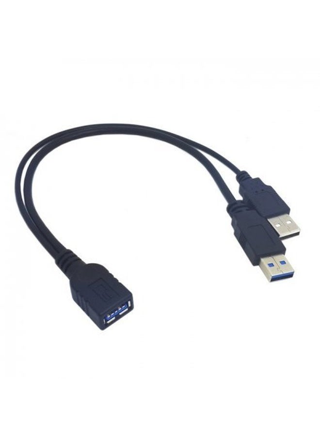 chenyang USB 3.0 Female to Dual USB Male Extra Power Data Y Extension Cable for 2.5" Mobile Hard Disk - Image 1