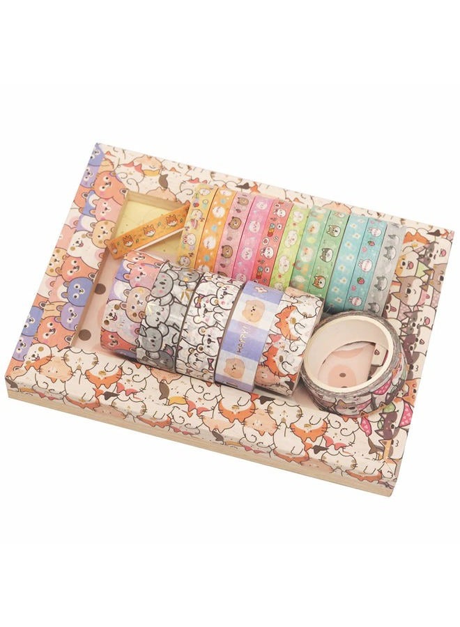 YUBX Cute Pets Washi Tape Set 18 Rolls Gold Embellishment Decorative Masking Tapes for Arts, DIY Crafts, Bullet Journals, Planners, Scrapbook, Wrapping (Puppies) - Image 5