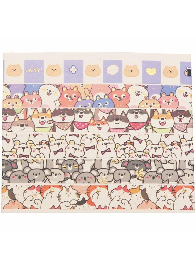 YUBX Cute Pets Washi Tape Set 18 Rolls Gold Embellishment Decorative Masking Tapes for Arts, DIY Crafts, Bullet Journals, Planners, Scrapbook, Wrapping (Puppies) - Image 2