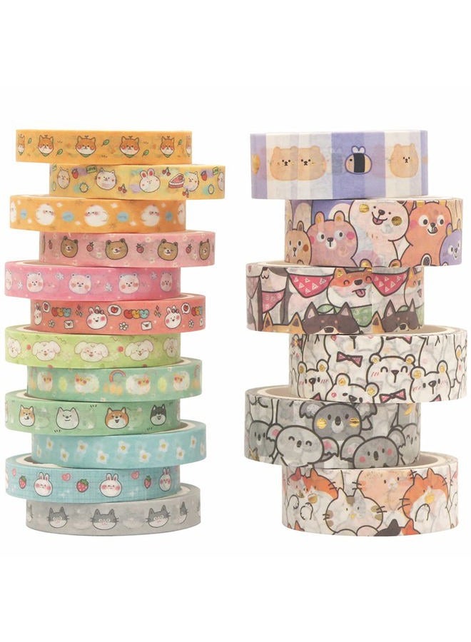 YUBX Cute Pets Washi Tape Set 18 Rolls Gold Embellishment Decorative Masking Tapes for Arts, DIY Crafts, Bullet Journals, Planners, Scrapbook, Wrapping (Puppies) - Image 4