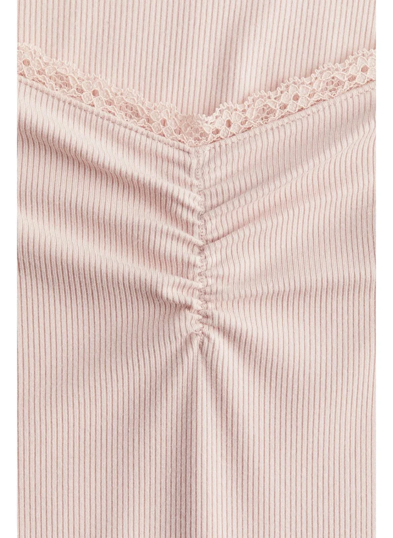 H&M Lace-trimmed ribbed top