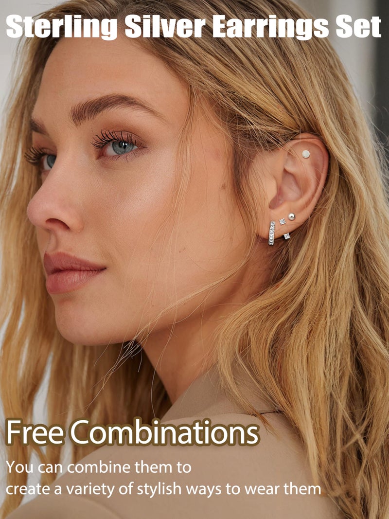 THUNARAZ Sterling Silver Stud Earrings for Women Hypoallergenic Hoop Earrings Studs Cartilage Earring Sets for Multiple Piercing 20G Dainty Heart Butterfly Star CZ Stud Earring Stacks for Women Trendy - Image 2