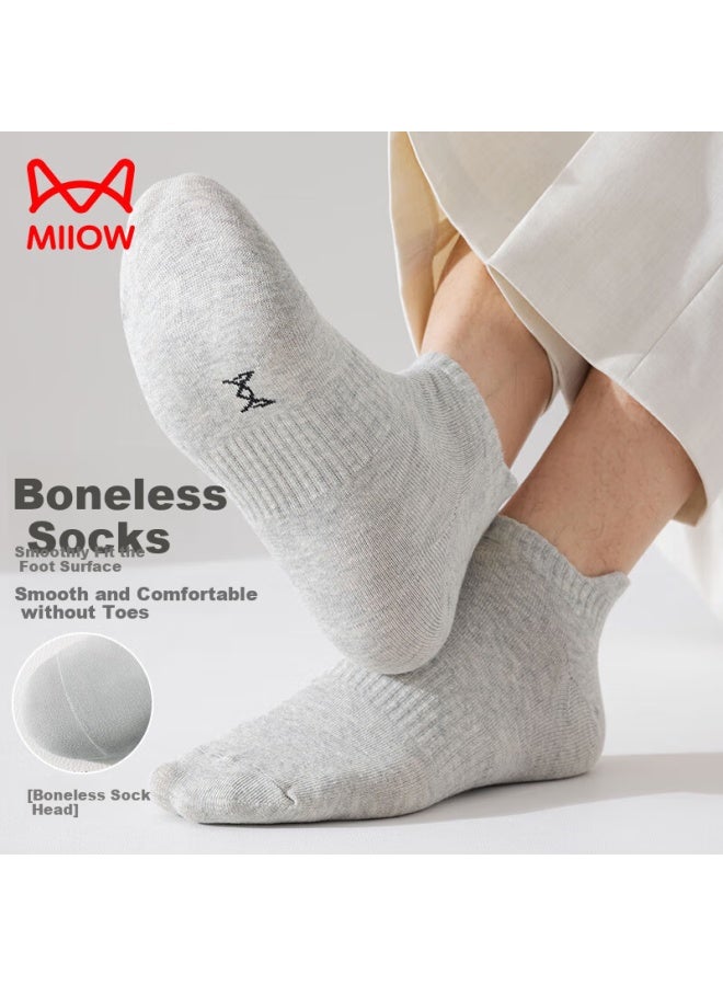 MIIOW 10 Men's Socks, Odor-resistant Summer Short Socks, Men's Sports Socks, Boat Socks, Shallow Cotton Socks, Trendy, 5 Black 5 Gray - Image 4