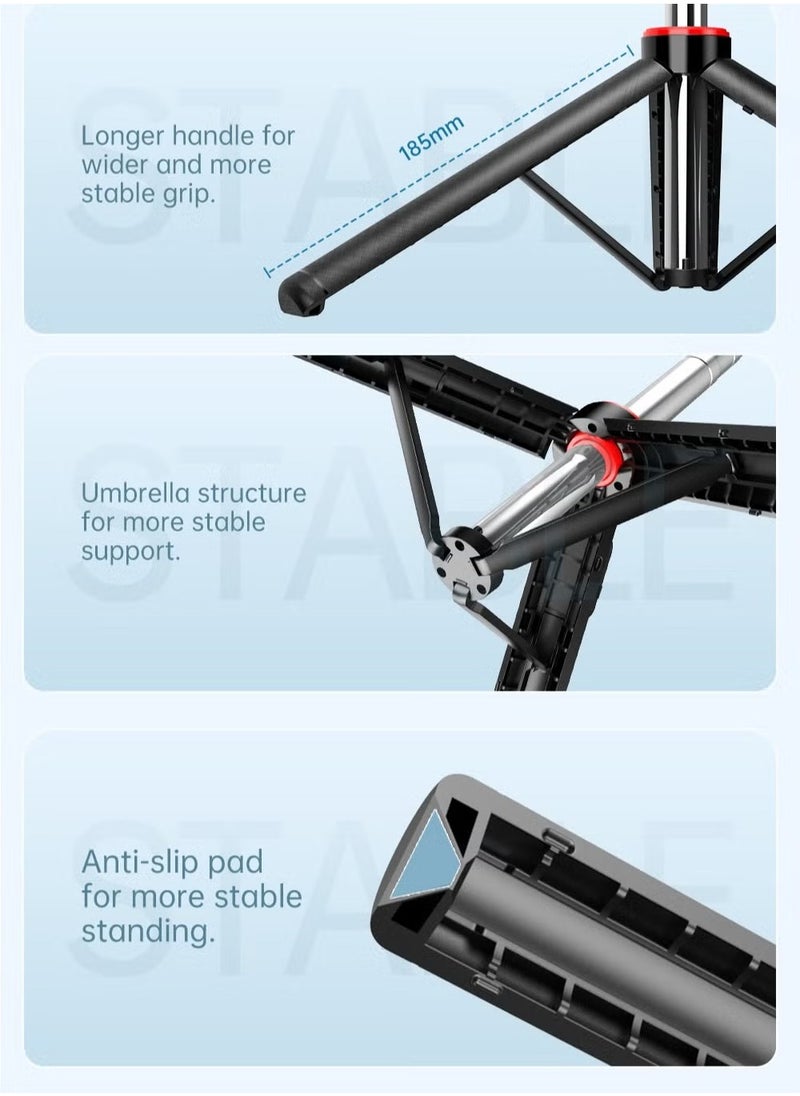 Trendify - 170cm Phone Tripod Selfie Stick, All-in-1 Phone Tripod Stand with Remote,Portable,Lightweight Tripod for for Selfies/Live/Video Recording/Travel-Black - Image 1