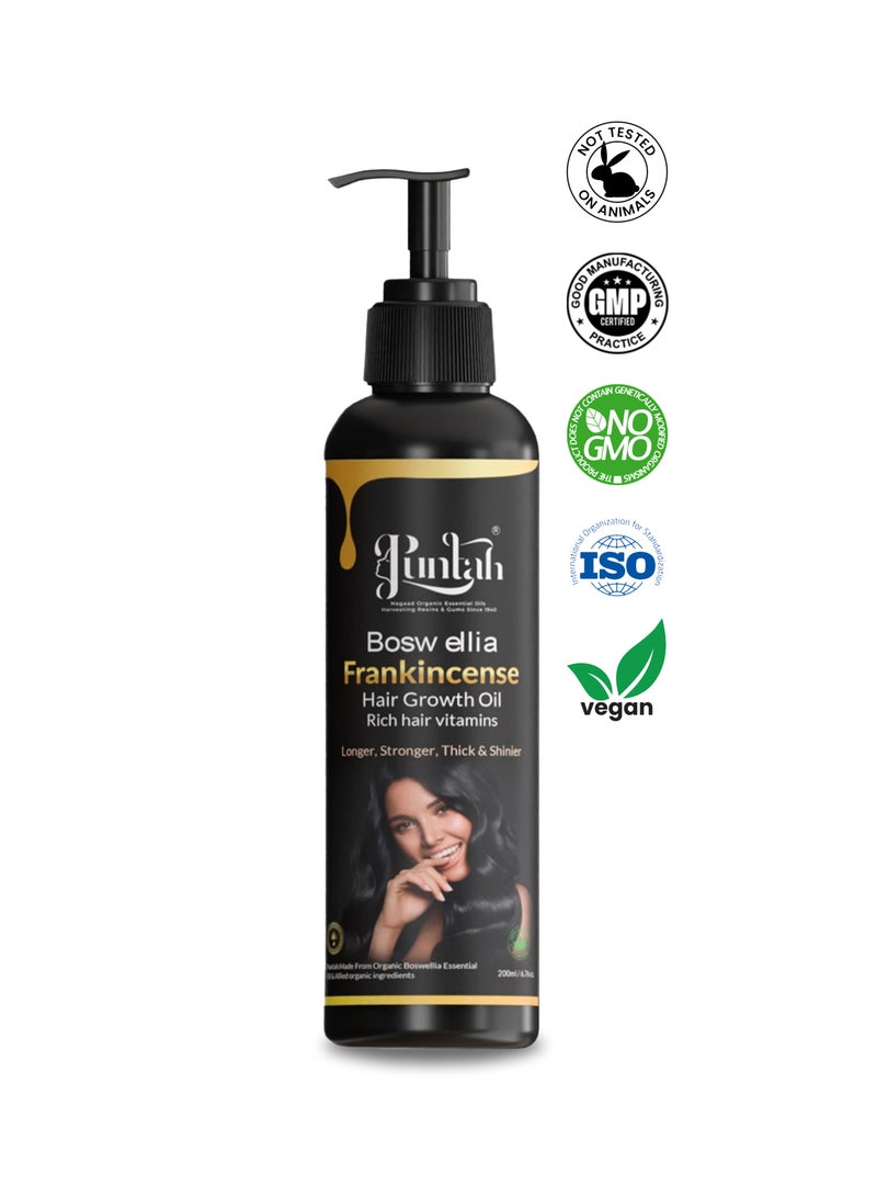 Puntah Frankincense Hair Growth Oil - 100% Natural & Certified - Promotes Longer, Stronger, Thicker, and Shinier Hair, Prevents Hair Fall