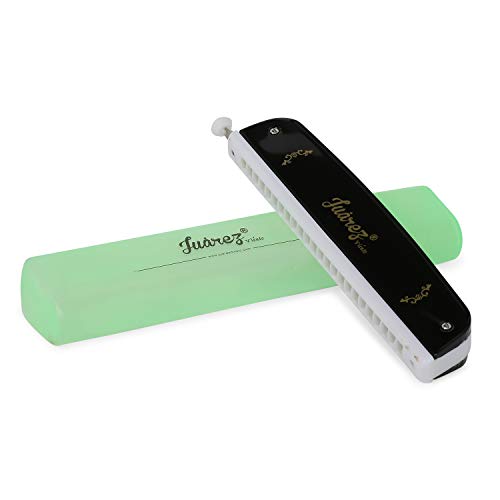 JUAREZ 24 Holes JRH24CHBK Harmonica Brass Reed Plate Aluminum Cover Chromatic Tower Mouth Organ With case Black - Image 1