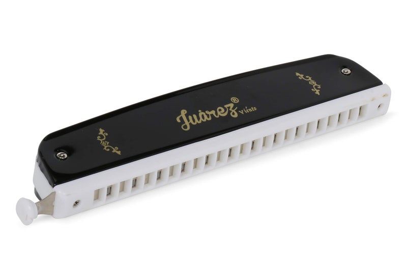 JUAREZ 24 Holes JRH24CHBK Harmonica Brass Reed Plate Aluminum Cover Chromatic Tower Mouth Organ With case Black - Image 2