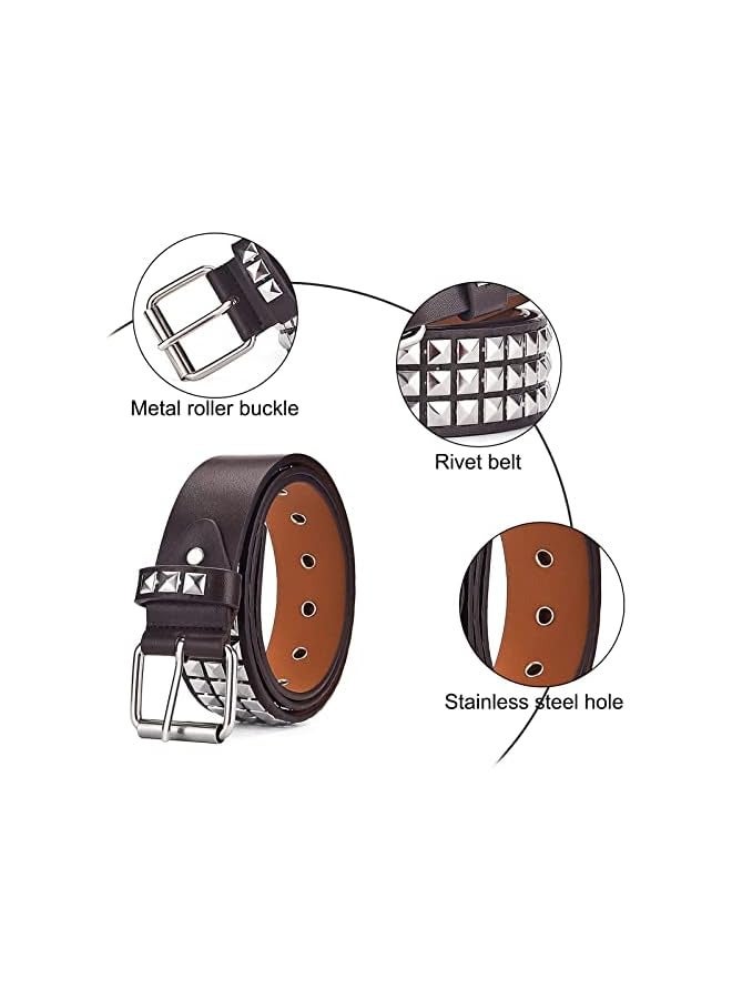 بروماس MAKINGTEC 2 أنماط برشام رصع حزام الشرير للجنسين الهرم حزام معدني حزام جلد كلاسيكي أسود رصع حزام جلد خمر الشرير الصخرة جروميت حزام للنساء الرجال القوطية حزام الجينز الملابس والاكسسوارات - Image 4