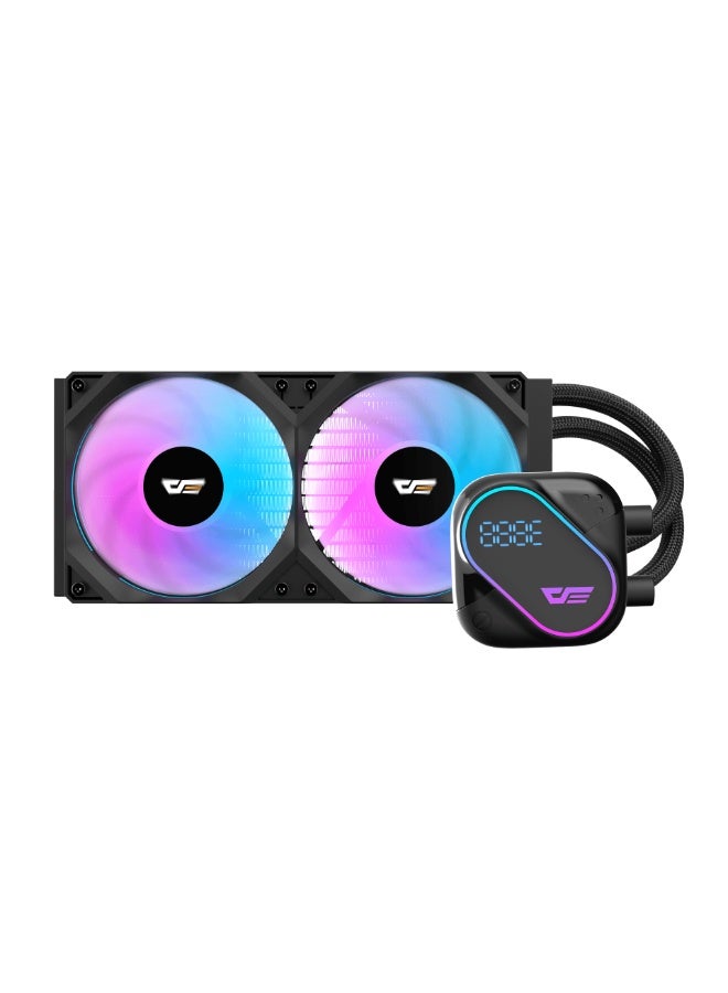 DarkFlash DO240 240mm ARGB Liquid CPU Cooler with LCD Display, Dual 120mm PWM Fans (800–2100RPM, 68.76CFM, 36dBA), Copper Base Water Block, 400mm Tubing, Compatible with Intel and AMD | Black - Image 3