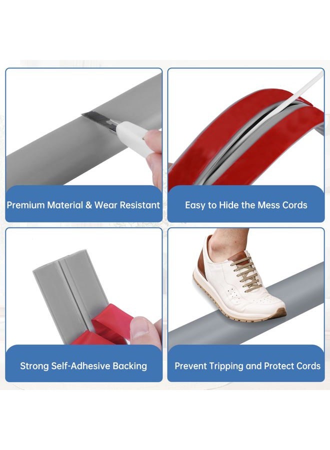 LSGCQ Floor Cord Cover Self Adhesive Cord Hider Floor Extension Cord Covers for Floor Power Cord Protector Cable Management Prevent Cable Trips Cable Cavity 0.47" W x 0.27" H (Grey, 3.3Ft) - Image 3