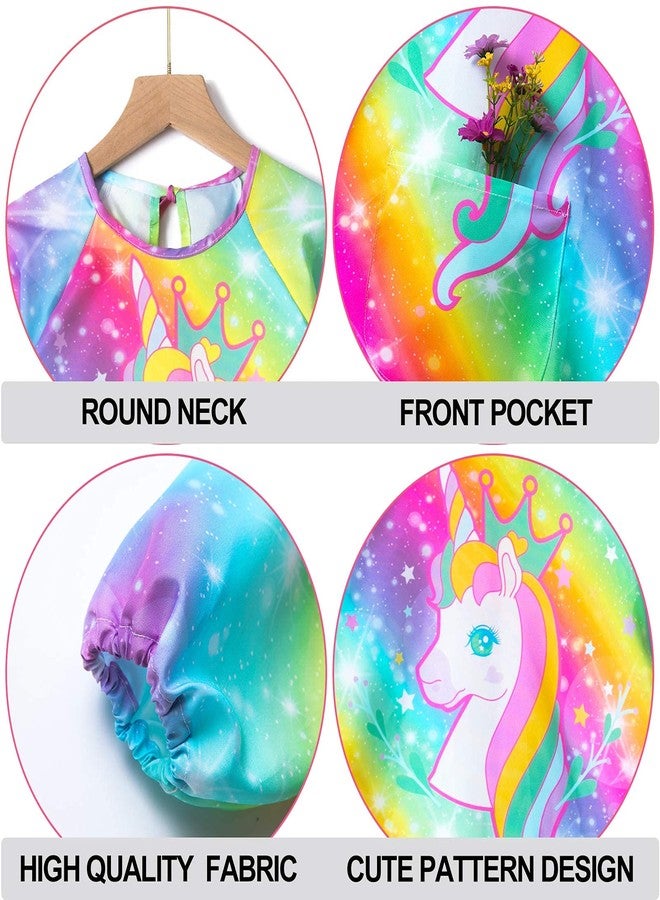 PASHOP Kids Art Smocks Unicorn Waterproof Painting Apron Smock for Girls Boys Long Sleeve Knee Length Artist Smock with Pocket for 3-12 Years (Unicorn A, 8-12 Years) - Image 4
