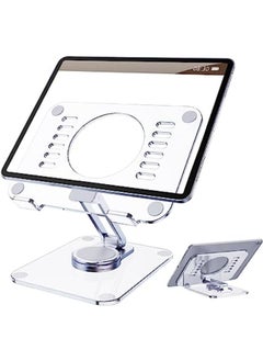 Tablet Stand Holder 360° Rotating Angle Adjustable Aluminum Alloy Foldable Tablet Mobile Bracket for Desktop Silver