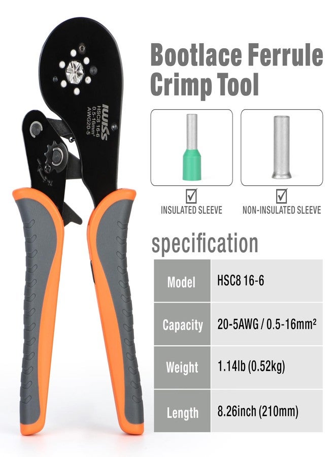 IWISS iCrimp Self-adjustable Crimping Tools Plier for AWG20-5 Bootlace End-sleeves Ferrule, Ratchat Wire Crimping Tool - Image 4