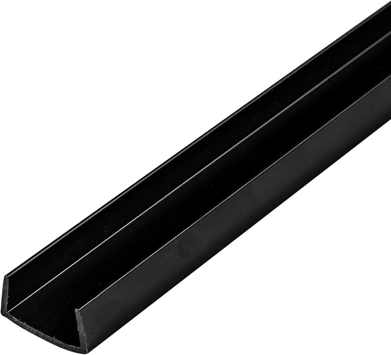 Outwater Plastics Gloss Black 34 RPVC Plastic UChannelCChannel 36 Inch Lengths Pack of 4 - Image 1