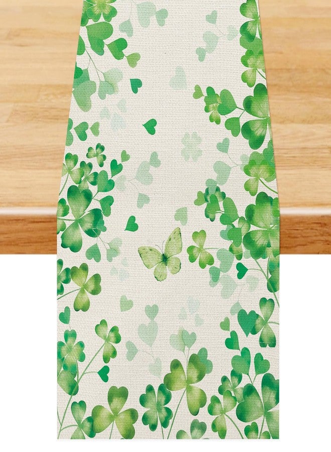 Luktastic Spring Table Runner, 13x72 Inch Shamrock Love Heart Table Runner for Spring Decorations Home Kitchen Mantel Dining Table Decor Indoor Outdoor Picnic Celebration Spring Party Supplies Room Decor - Image 1