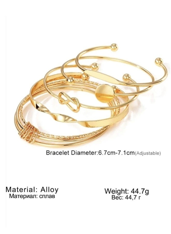 5 Pieces Bracelet Set for Women Fashion Basic Style Daily Special Occasion Large Set of Bracelets - Image 3