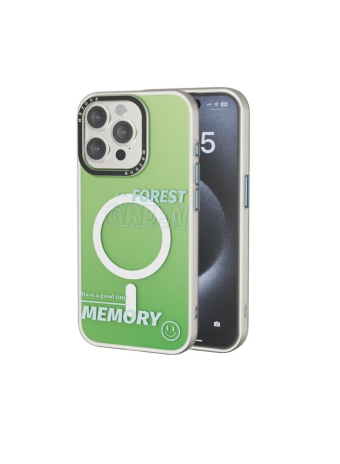Mezone Memory iPhone 15 Pro MagSafe Case, Shockproof & Anti-Yellowing Phone Case Reinforced Corners with Airguard, Green - Image 1