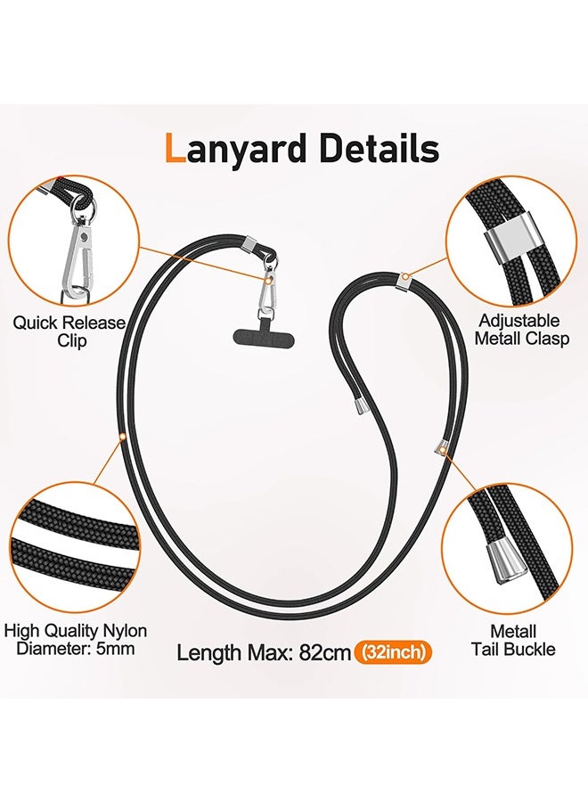 Wffo Phone Lanyard - Phone Lanyard with 4 Universal Patches - 1.6m Adjustable Phone Lanyard - Can be Used for Crossbody Phone and Neck and Wrist Straps - With Metal Snap Hook - Compatible with Most Smartphones with Full Coverage Case - Free Your Hands (Black/Transparent) - Image 4