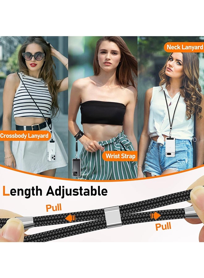 Wffo Phone Lanyard - Phone Lanyard with 4 Universal Patches - 1.6m Adjustable Phone Lanyard - Can be Used for Crossbody Phone and Neck and Wrist Straps - With Metal Snap Hook - Compatible with Most Smartphones with Full Coverage Case - Free Your Hands (Black/Transparent) - Image 5
