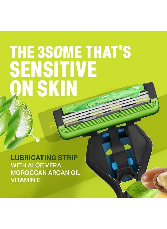 BOMBAY SHAVING COMPANY - Sensi Smart 3 Razor | Shaving Razor For Men | Aloe Gel And Argan Oil Lubra Strip | Pivot Head For Smooth Glide | - Image 1