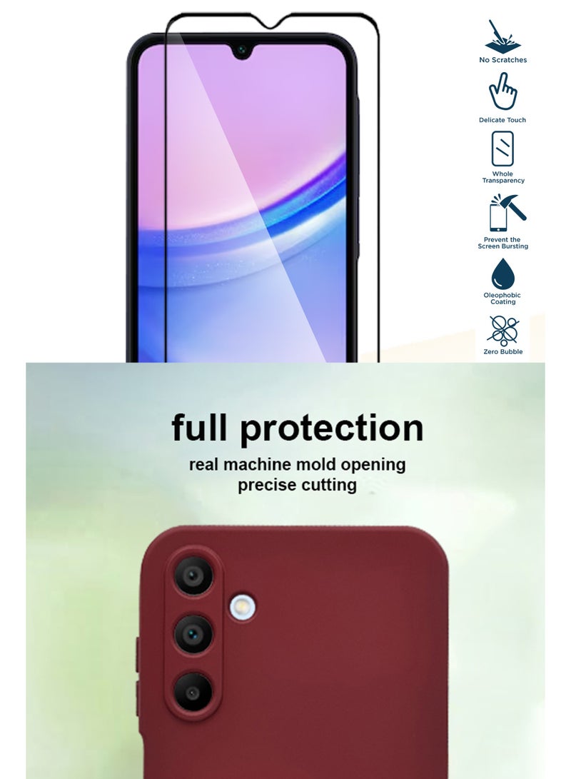 GMATE Samsung Galaxy A15 - Soft Flexible Silicone Protective Back Case Cover And Tempered Glass Screen Protector - Magenta - Image 2