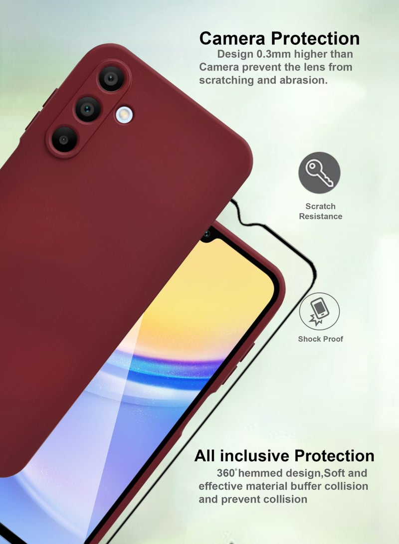 GMATE Samsung Galaxy A15 - Soft Flexible Silicone Protective Back Case Cover And Tempered Glass Screen Protector - Magenta - Image 3