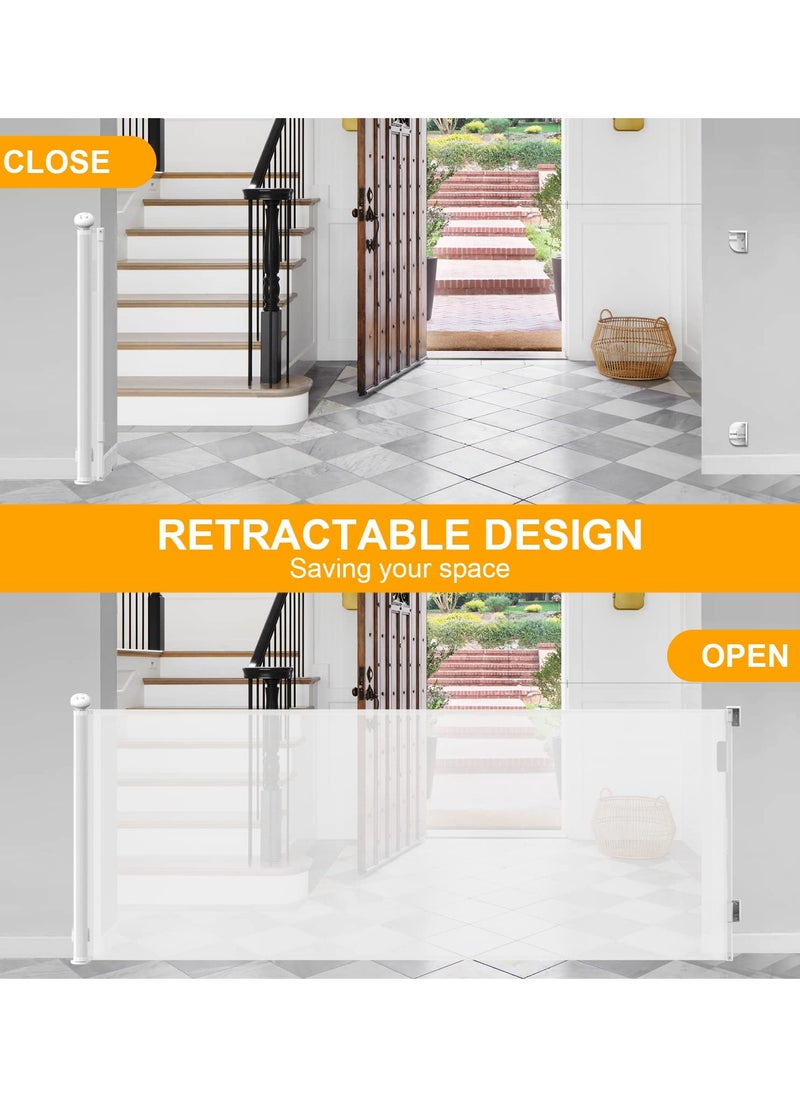 Generic - Retractable & Extendable Baby Safety Gate, Adjustable Mesh Child Gate for Stairs, Doorways, Hallways, Large Openings, Indoor & Outdoor Safety Barrier for Kids, Toddlers & Pets, 0-140x86cm White - Image 1
