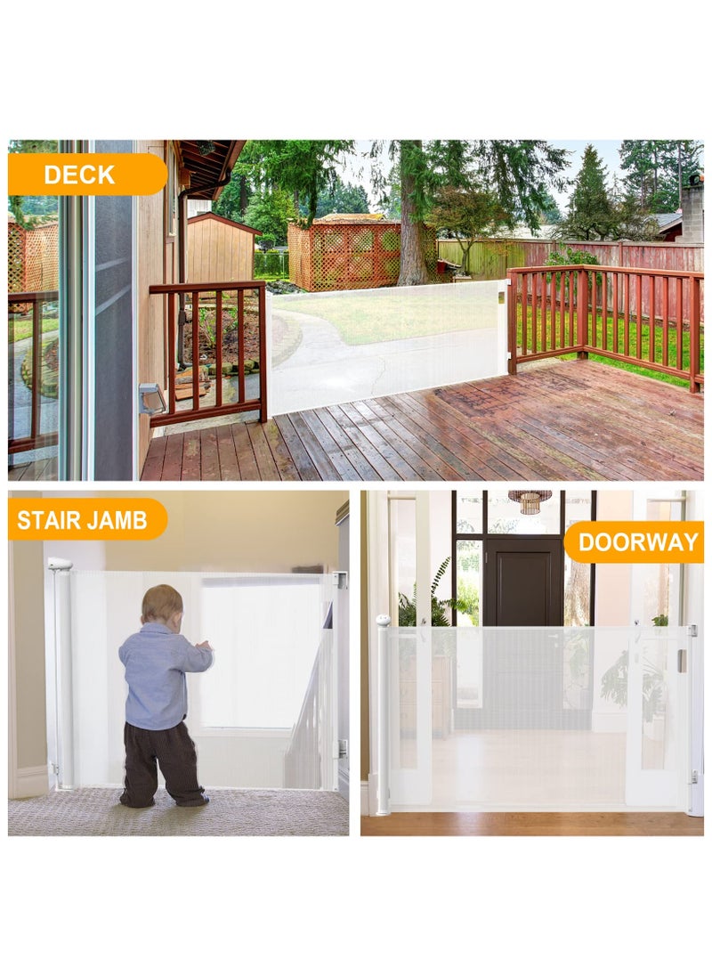 Generic - Retractable & Extendable Baby Safety Gate, Adjustable Mesh Child Gate for Stairs, Doorways, Hallways, Large Openings, Indoor & Outdoor Safety Barrier for Kids, Toddlers & Pets, 0-140x86cm White - Image 1