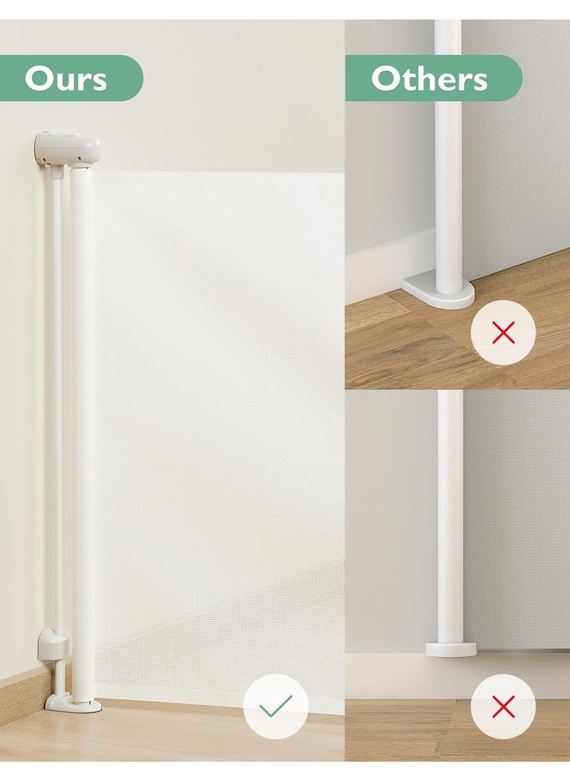 Generic - Retractable & Extendable Baby Safety Gate, Adjustable Mesh Child Gate for Stairs, Doorways, Hallways, Large Openings, Indoor & Outdoor Safety Barrier for Kids, Toddlers & Pets, 0-140x86cm White - Image 1