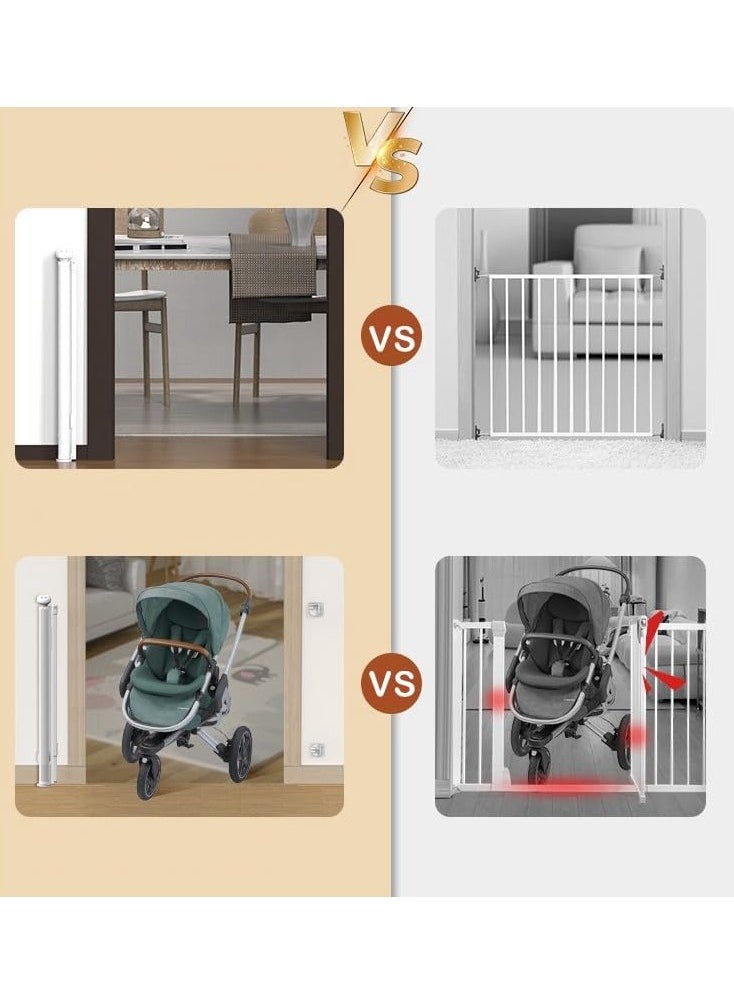 Generic - Retractable & Extendable Baby Safety Gate, Adjustable Mesh Child Gate for Stairs, Doorways, Hallways, Large Openings, Indoor & Outdoor Safety Barrier for Kids, Toddlers & Pets, 0-140x86cm White - Image 1