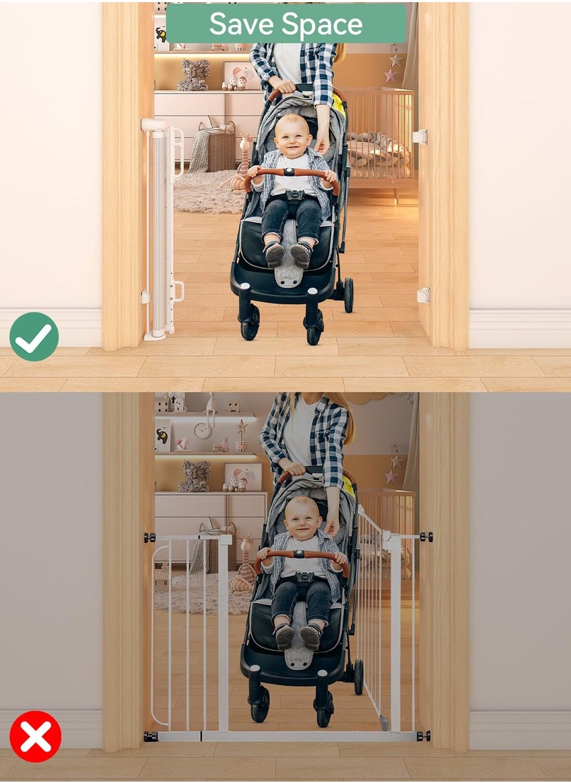 Generic - Retractable & Extendable Baby Safety Gate, Adjustable Mesh Child Gate for Stairs, Doorways, Hallways, Large Openings, Indoor & Outdoor Safety Barrier for Kids, Toddlers & Pets, 0-140x86cm White - Image 1
