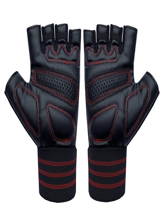 Aprodo Beast-Fitness Training and Workout Weight Lifting Gym Gloves, with Wrist Support, Unisex, Free Size (Black RED) - Image 3