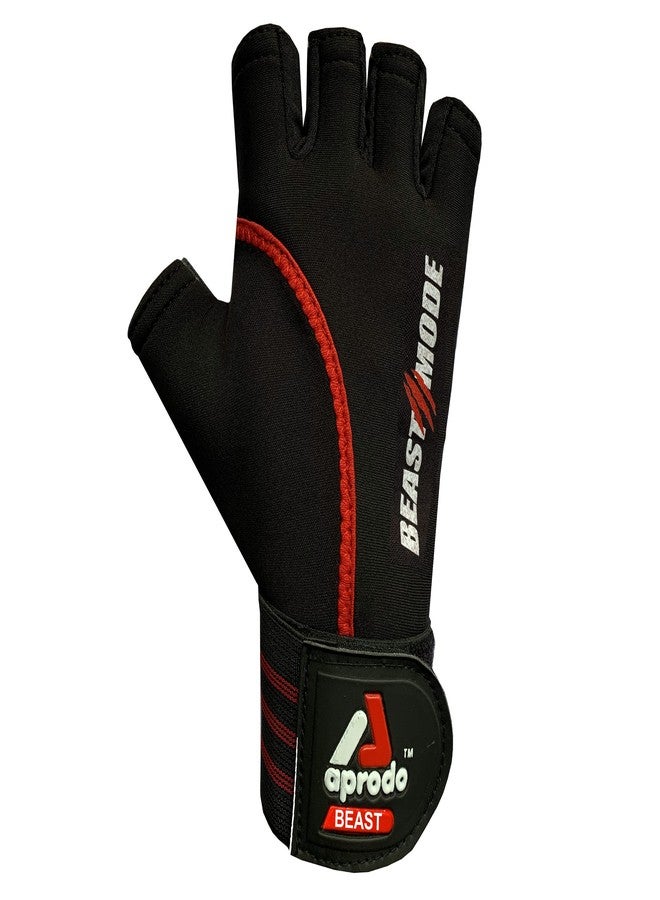 Aprodo Beast-Fitness Training and Workout Weight Lifting Gym Gloves, with Wrist Support, Unisex, Free Size (Black RED) - Image 5