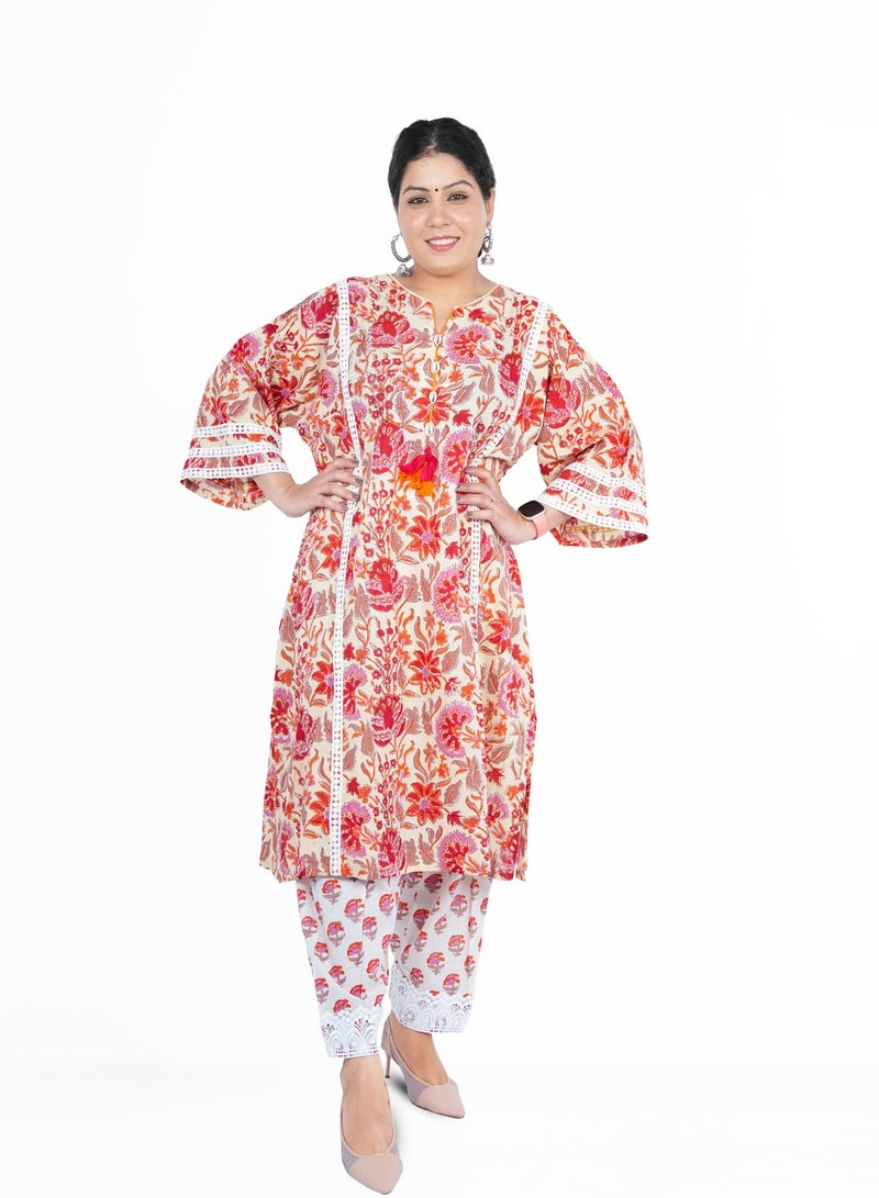 PRIYA’S PANACHE Buy 1 Get 1 Free Kurta Set Premium Cotton Hand Block Print Kurta Pant Set for Ladies | Indian Ethnic Dress | Festive & Casual Wear - Image 3