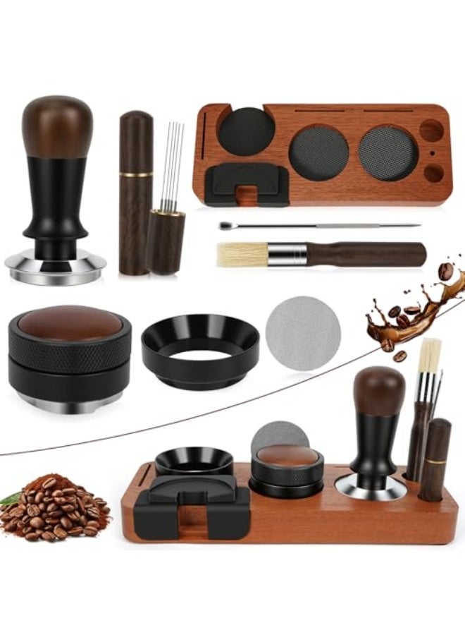 8 PCS Espresso Accessories Kit, 54mm Espresso Tamper Kit Coffee Tamper Set with Coffee Distributor, Espresso Tamping Station, WDT Tool, Dosing Funnel, Fits Delonghi 54mm Portafilter - Image 5
