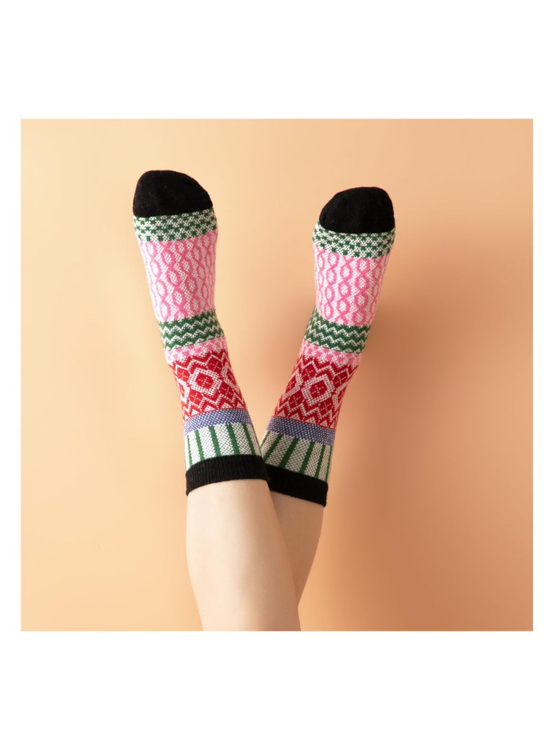 5 Pairs Soft Warm Womens Vintage Wool Crew Socks Ideal for Winter Fashioning Comfortable Feet - Image 5