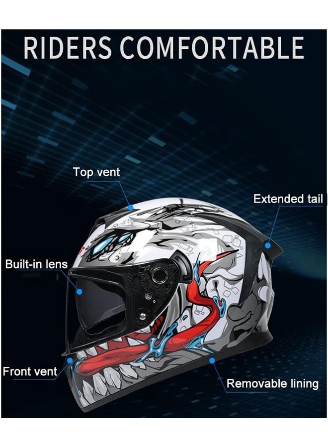 MotuoMr Unisex-Adult Full Face Motorcycle Helmet DOT Approved Motorbike Moped Street Bike Racing Crash Helmet with Graphic - Image 4