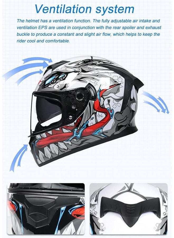 MotuoMr Unisex-Adult Full Face Motorcycle Helmet DOT Approved Motorbike Moped Street Bike Racing Crash Helmet with Graphic - Image 3