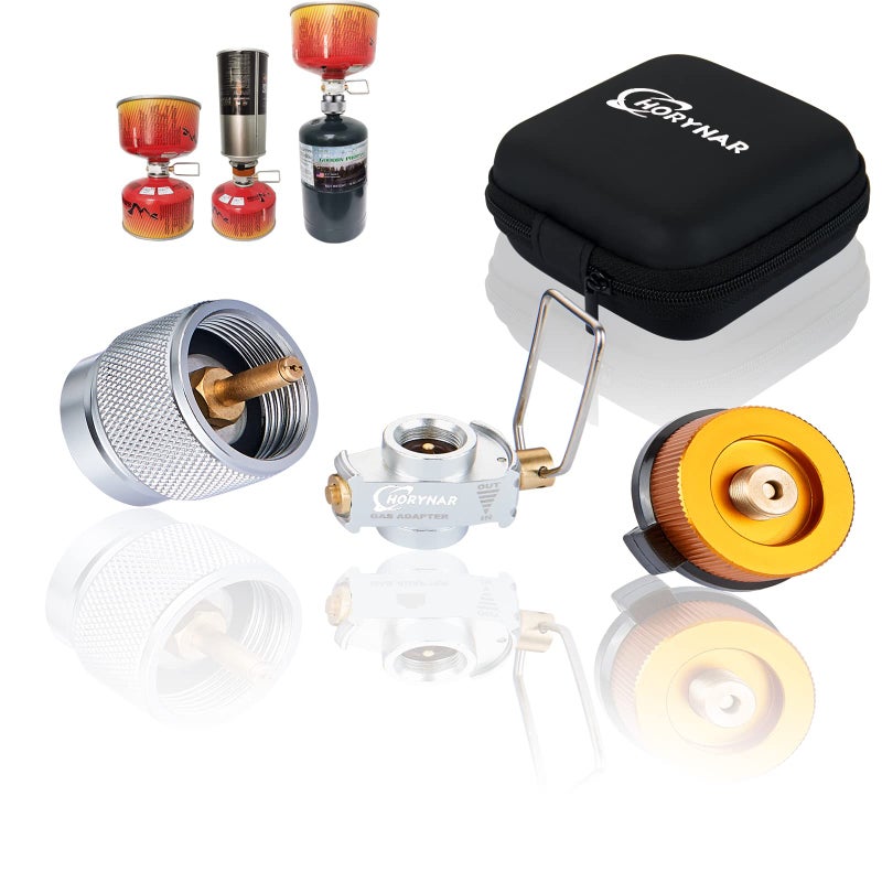 Horynar Butane Refill Adapter Isobutane Fuel Canister Butane Propane Adapter with Exhaust Air Pressure Button/Great for Jetboil Fuel Canister/Backpacking Camping Stove - Image 1